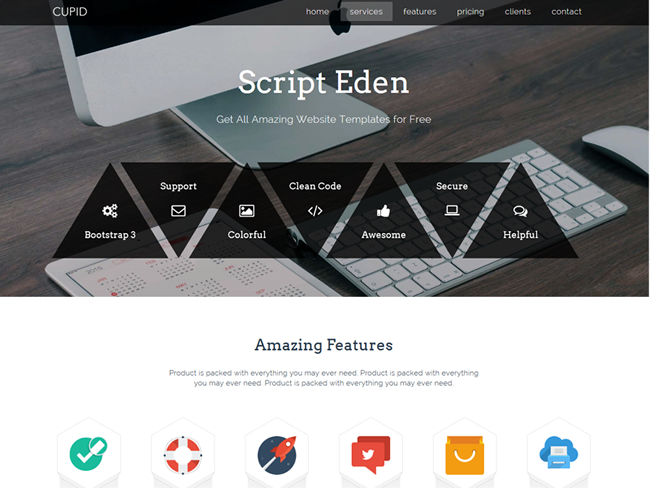 Cupid – One Page Free Bootstrap Template