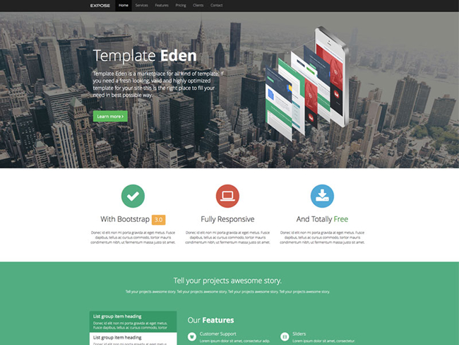 Expose One Page Bootstrap Portfolio Template