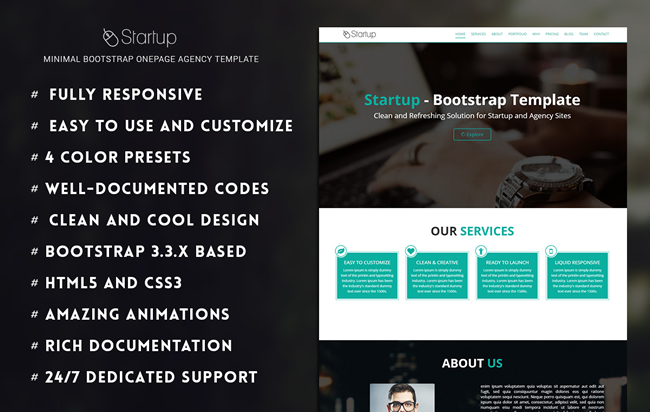 Startup – Free Onepage Startup/Business Template